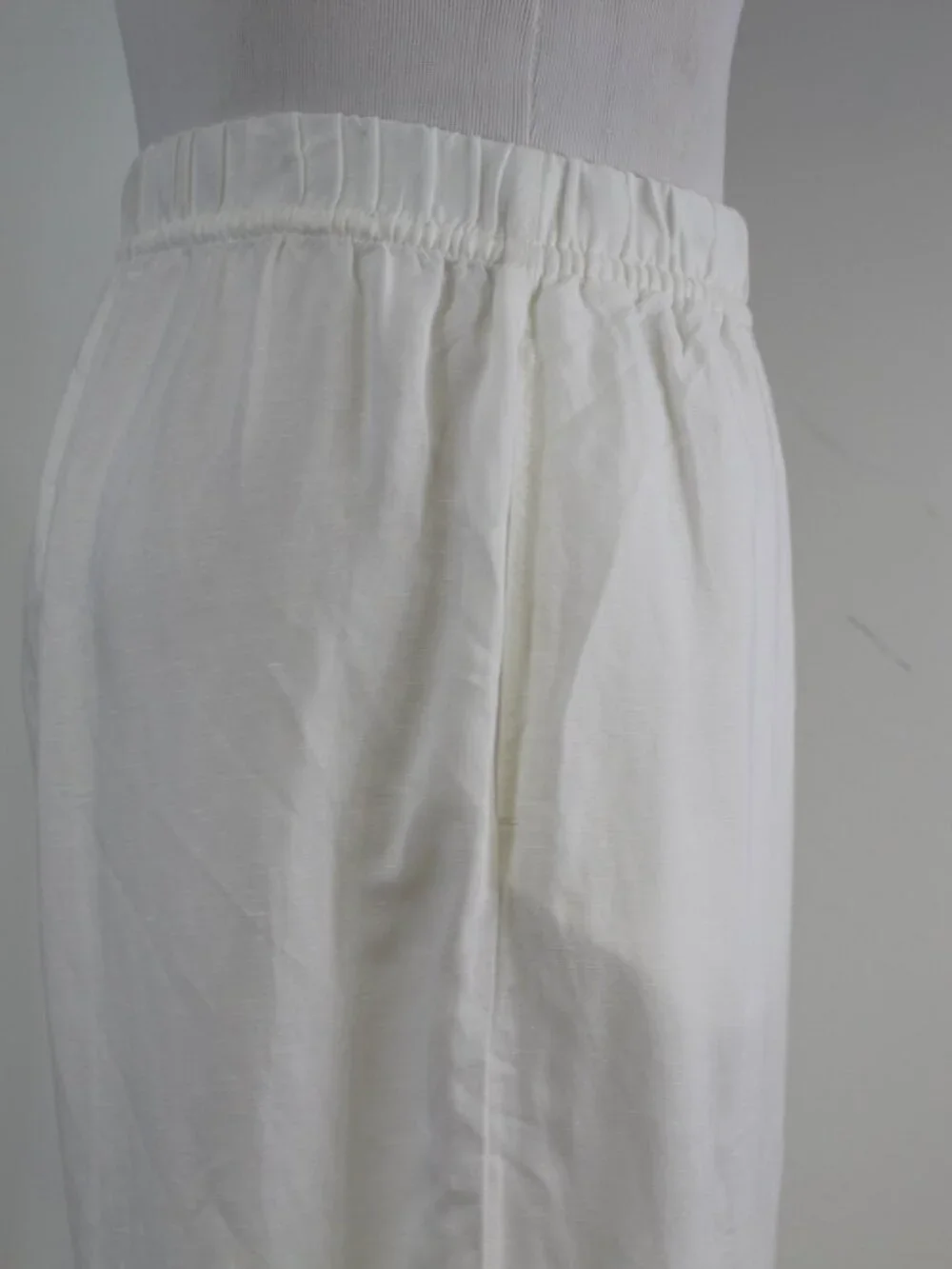 H&M Linen Blend Wide Leg Pants Medium White Beachy‎ Elastic Waist